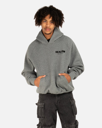 SSS REALISM BACK LOGO HOODIE DARK HEATHER
