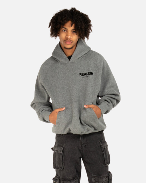 SSS REALISM BACK LOGO HOODIE DARK HEATHER