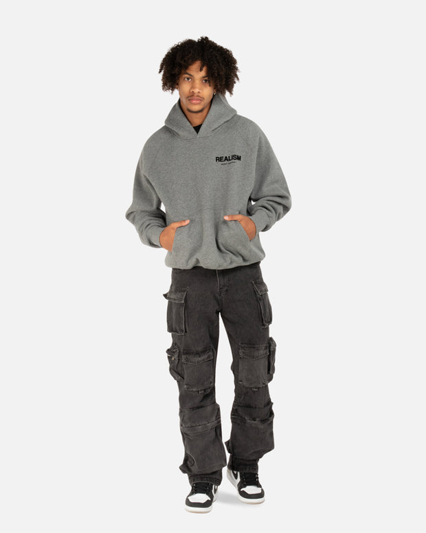 SSS REALISM BACK LOGO HOODIE DARK HEATHER