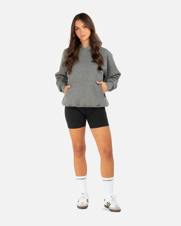 SSS REALISM BACK LOGO HOODIE DARK HEATHER
