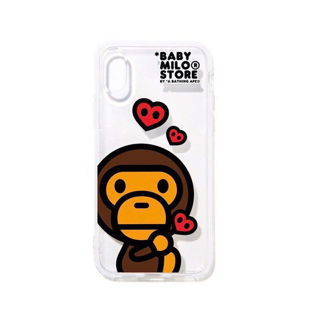 BAPE X BABY MILO HEARTS AND MILO CLEAR IPHONE XR CASE (NEW) ONE SIZE ONE SIZE