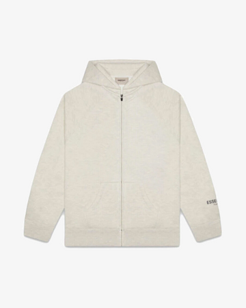 FOG ESSENTIALS SS20 SILICON APPLIQUE LOGO OATMEAL ZIP UP HOODIE (NEW)