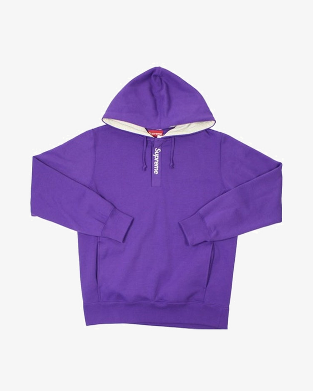 SUPREME SS16 CONTRAST PLACKET PURPLE HOODIE (NEW)