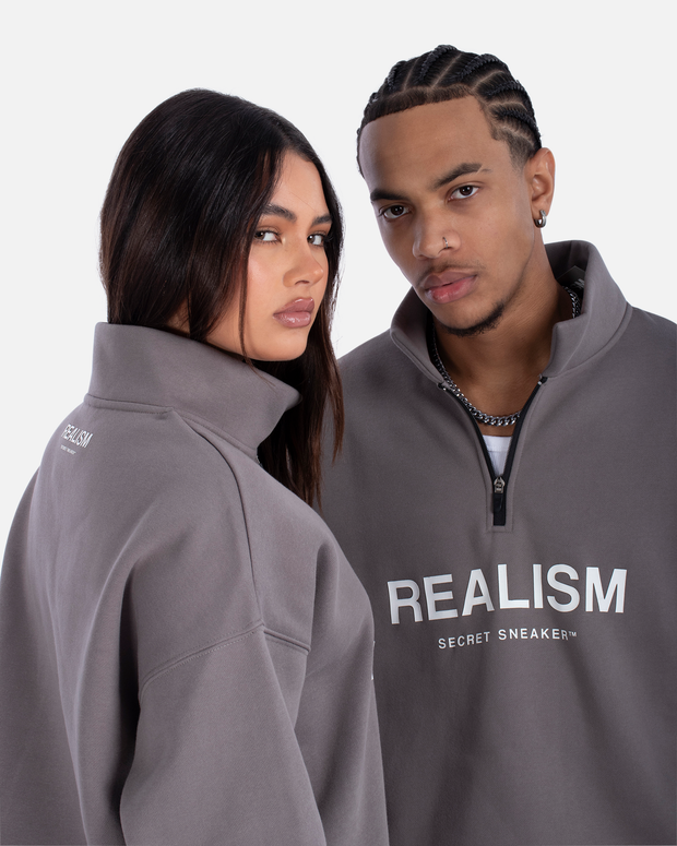 SSS REALISM IDOL HALF ZIP SWEATER COOL GREY Secret Sneaker Store Online