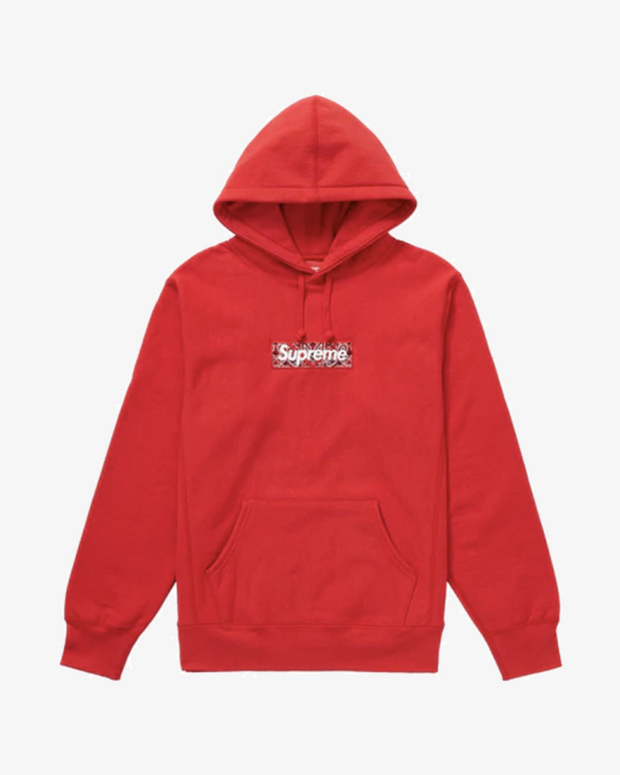 SUPREME FW19 BANDANA BOX LOGO HOODIE RED -