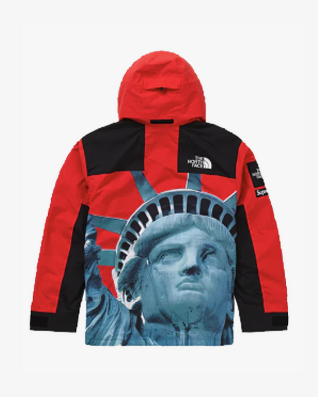 SUPREME X THE NORTH FACE FW19 STATUE OF LIBERTY RED MOUNTAIN PARKA JACKET -