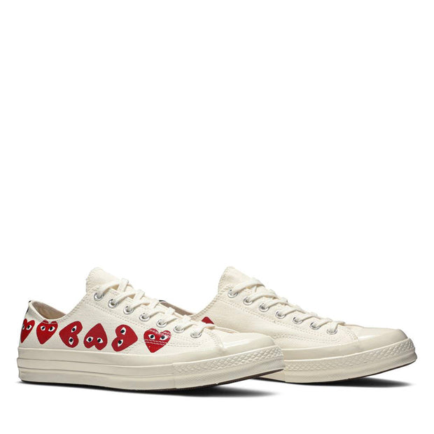 COMME DES GARCON PLAY X CONVERSE MULTI HEARTS BEIGE LOW TOP (NEW)