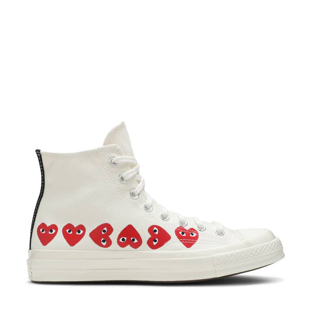 COMME DES GARCON PLAY X CONVERSE MULTI HEARTS BEIGE HIGH TOP (NEW)