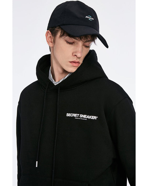 SSS ESSENTIALS COLLECTION LOGO BLACK HOODIE