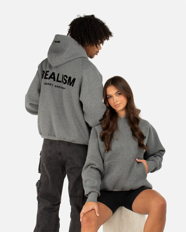 SSS REALISM BACK LOGO HOODIE DARK HEATHER