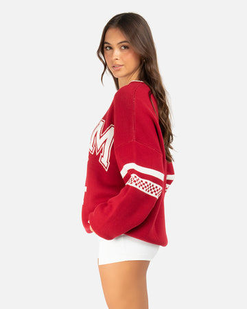 SSS REALISM SPORTY LINES KNIT SWEATER RED