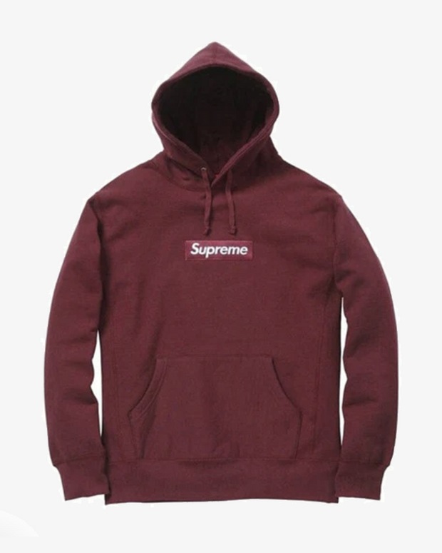 SUPREME BURGUNDY BOX LOGO HOODIE -