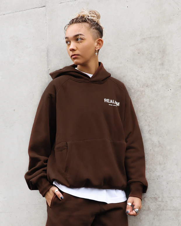 SSS REALISM BACK LOGO HOODIE MOCHA