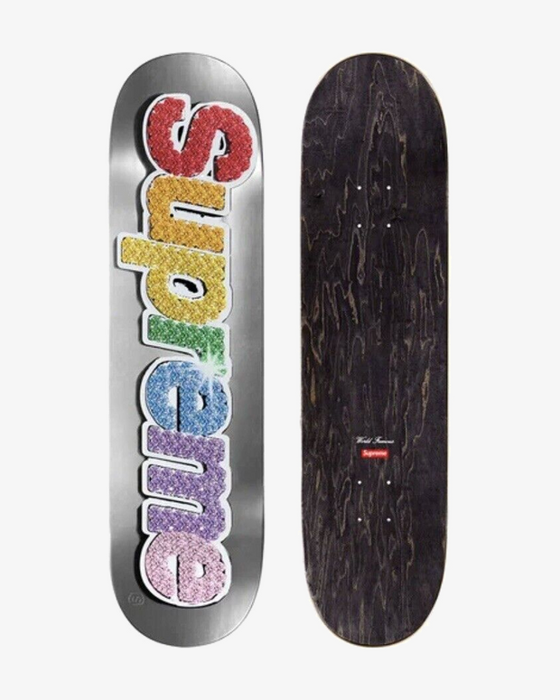 SUPREME SS20 BLING BOX LOGO PLATINUM SKATEBOARD DECK