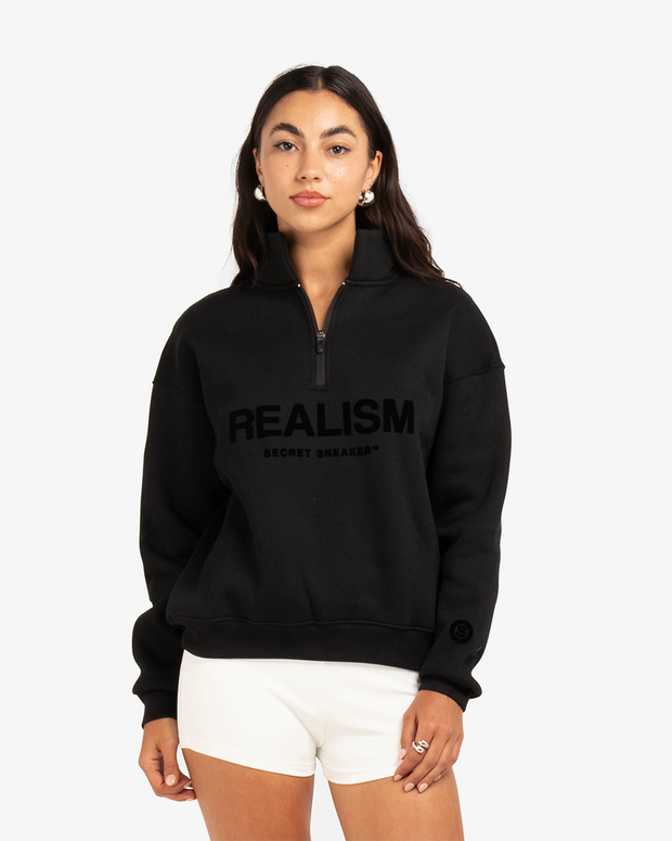 SSS REALISM IDOL HALF ZIP SWEATER BLACK